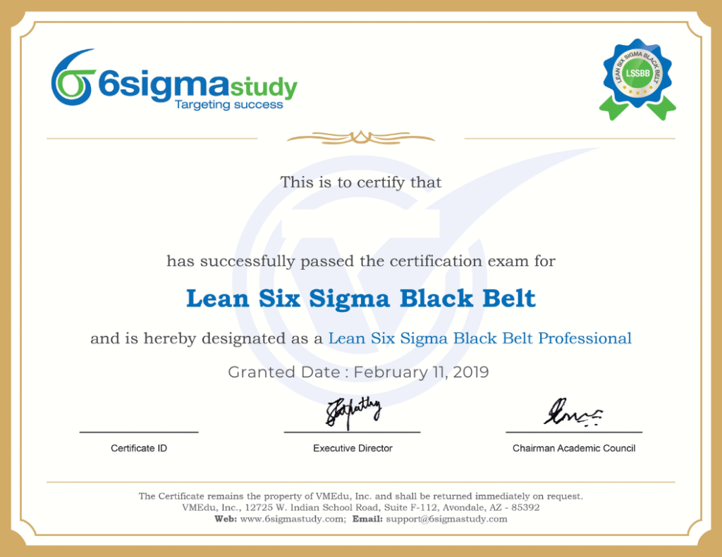 Lean Six Sigma Black Belt Certification