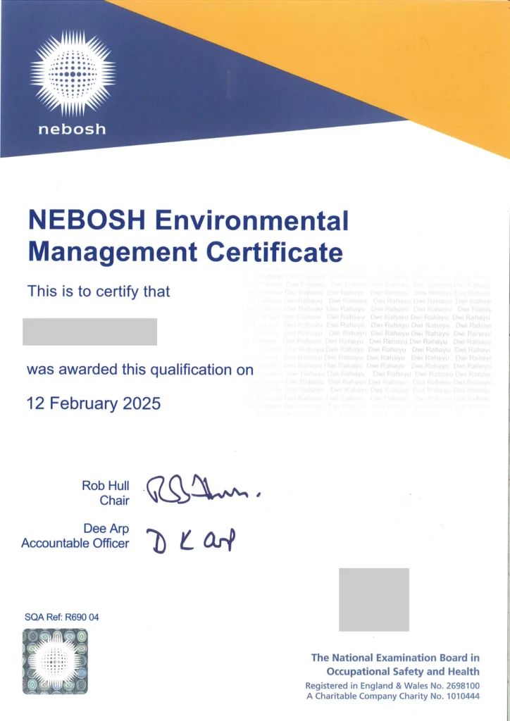 NEBOSH EMC Certificate