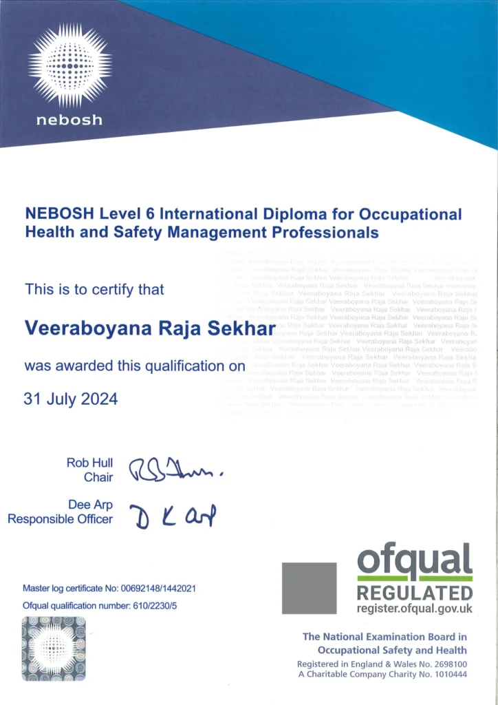NEBOSH IDIP Certificate
