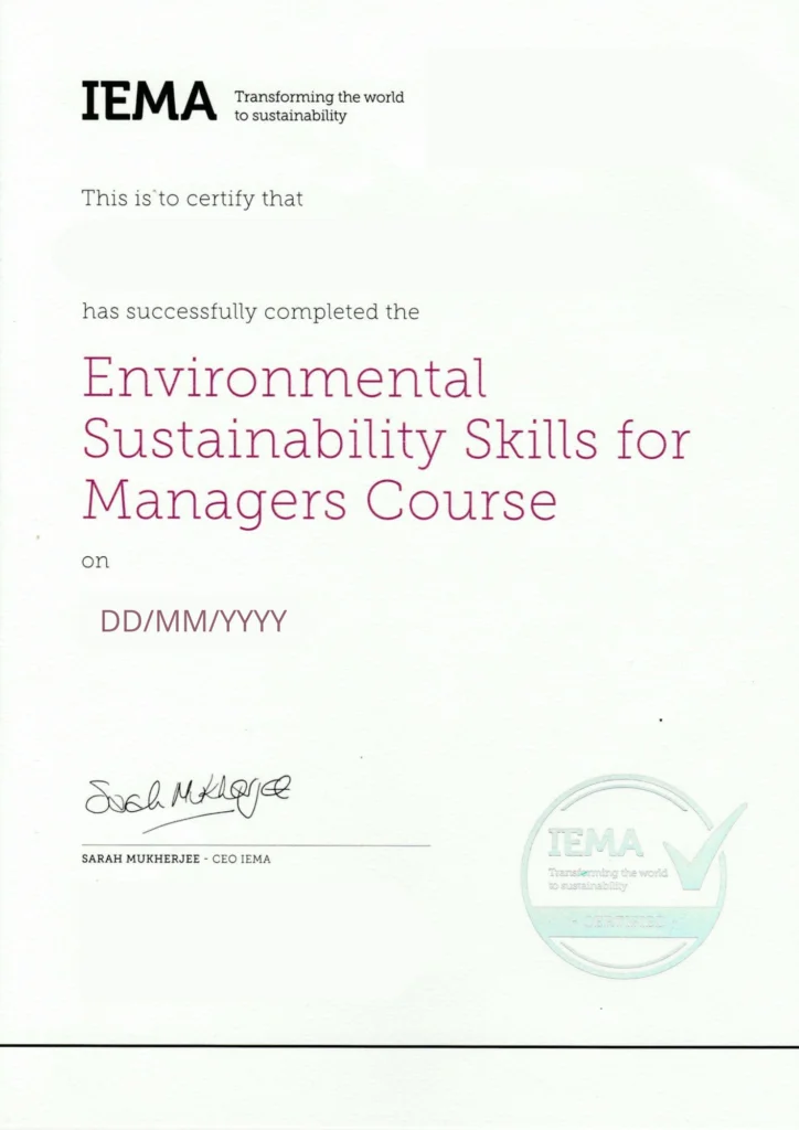 IEMA Certificate Model